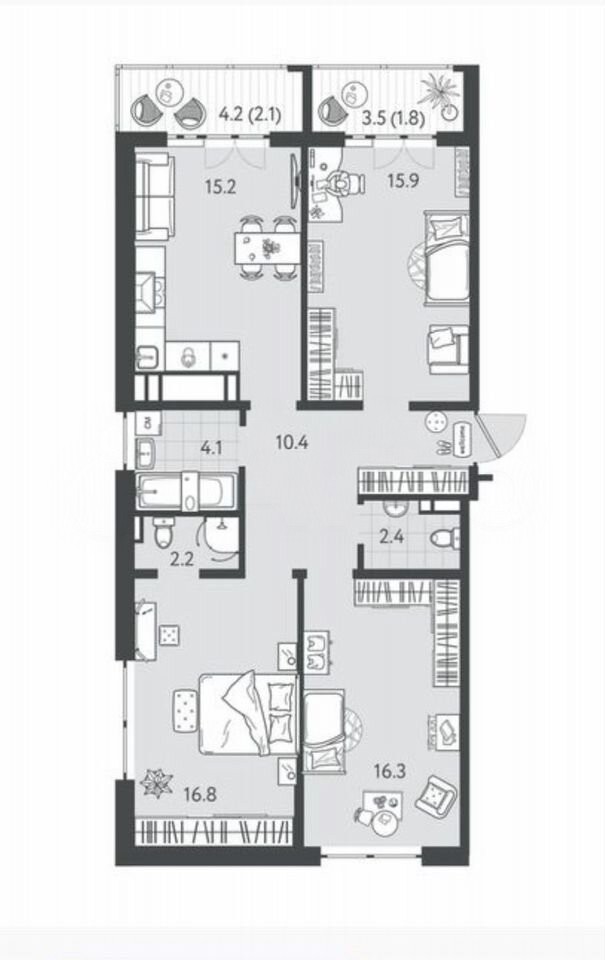 3-комн. квартира