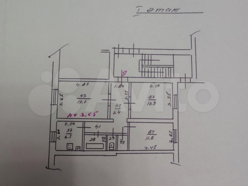 3-комн., 68 м², 1/2 этаж, Центральный внутригородской округ, мкр-н Центральный, ул. Янковского, 102 — фото 2