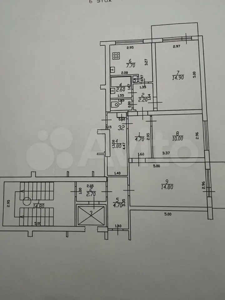 3-комн., 58.5 м², 6/9 этаж, ул. Гидростроителей, 26 — фото 2