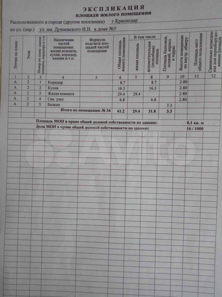 1-комн., 61.2 м², 2/6 этаж, г Краснодар, ул им. Дунаевского И.И., д 5