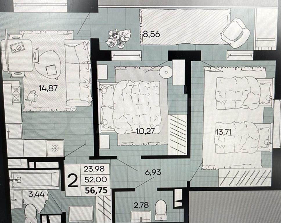 2-комн. квартира, 56.8 м² в ЖК Лето — фото 4