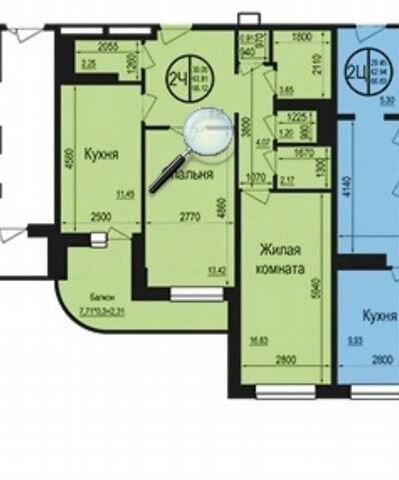 2-комн., 66 м², 12/16 этаж, Краснодар г