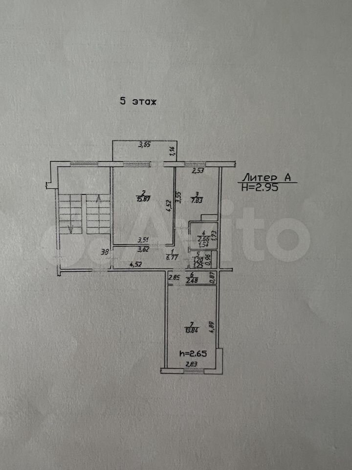 2-комн., 50.7 м², 5/5 этаж, муниципальное образование  хутор Ленина, Наримановская ул., 52 — фото 2