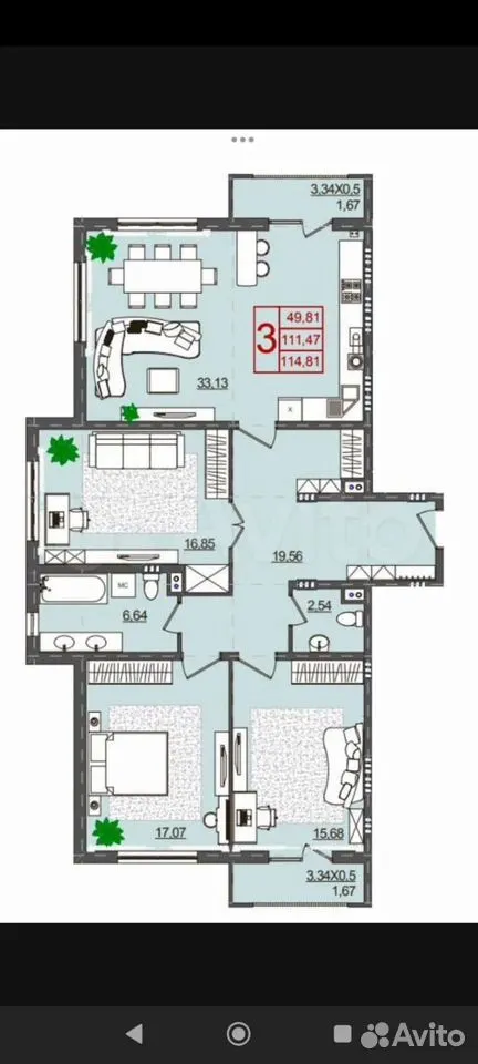 3-комн. квартира